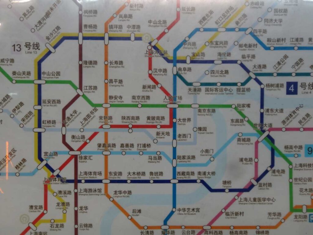 上海の地下鉄路線図（4号線）